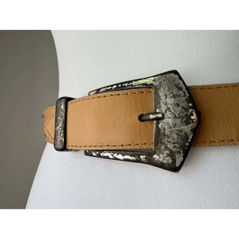 Vintage ‘90s The Limited Tan Genuine Leather Belt w/ Silver Hardware